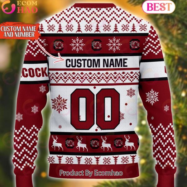 NCAA South Carolina Gamecocks Reindeer Light Ugly Christmas Sweater