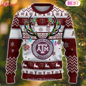 NCAA Texas A&M Aggies Reindeer Light Ugly Christmas Sweater