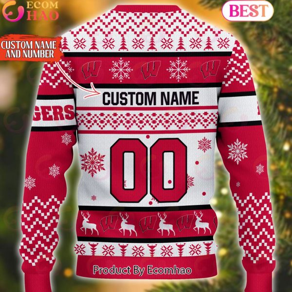 NCAA Wisconsin Badgers  Reindeer Light Ugly Christmas Sweater
