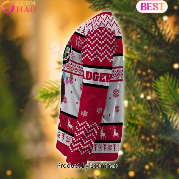 NCAA Wisconsin Badgers  Reindeer Light Ugly Christmas Sweater