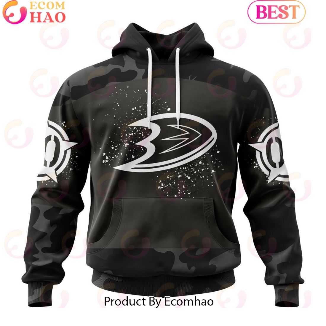 Personalized NHL Anaheim Ducks Special Black Camo Design For Veterans Day 3D Hoodie