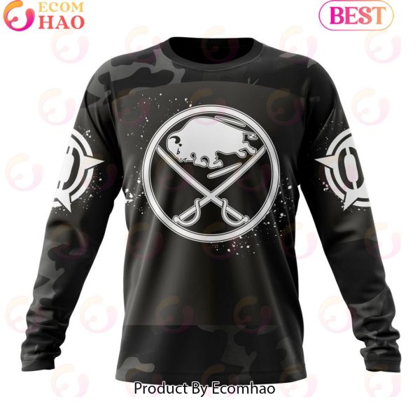Personalized NHL Buffalo Sabres Special Black Camo Design For Veterans Day 3D Hoodie