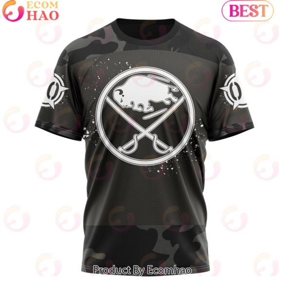 Personalized NHL Buffalo Sabres Special Black Camo Design For Veterans Day 3D Hoodie
