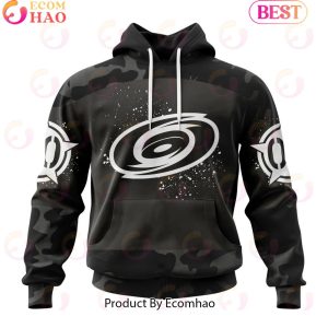 Personalized NHL Carolina Hurricanes Special Black Camo Design For Veterans Day 3D Hoodie
