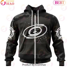 Personalized NHL Carolina Hurricanes Special Black Camo Design For Veterans Day 3D Hoodie