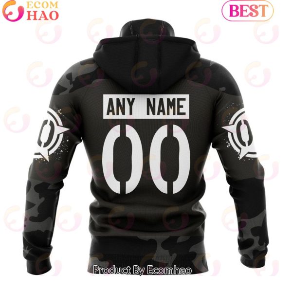 Personalized NHL Columbus Blue Jackets Special Black Camo Design For Veterans Day 3D Hoodie