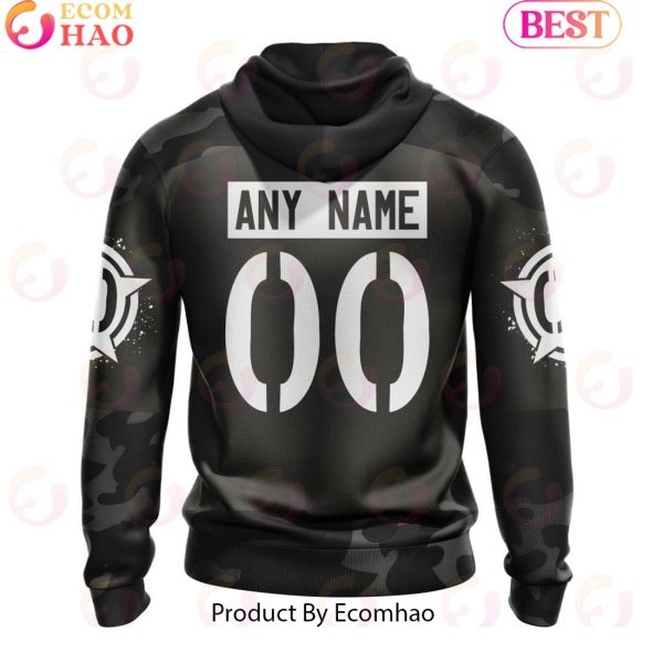Personalized NHL Dallas Stars Special Black Camo Design For Veterans Day 3D Hoodie
