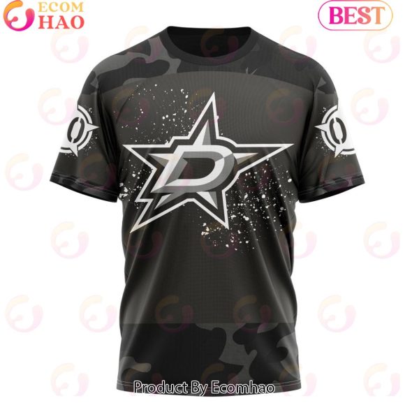 Personalized NHL Dallas Stars Special Black Camo Design For Veterans Day 3D Hoodie