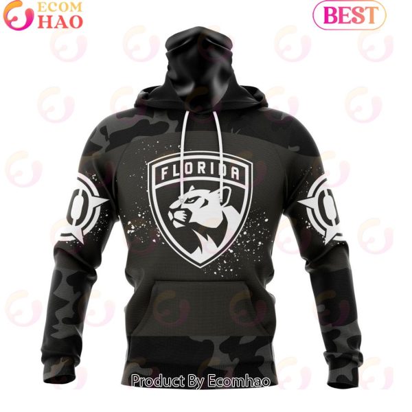 Personalized NHL Florida Panthers Special Black Camo Design For Veterans Day 3D Hoodie