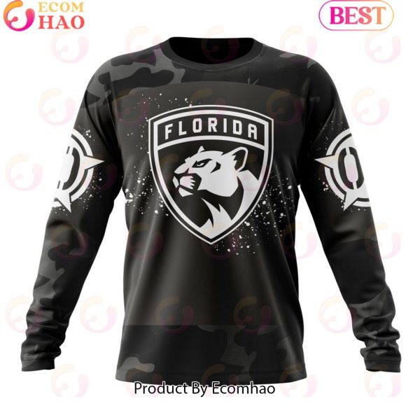 Personalized NHL Florida Panthers Special Black Camo Design For Veterans Day 3D Hoodie