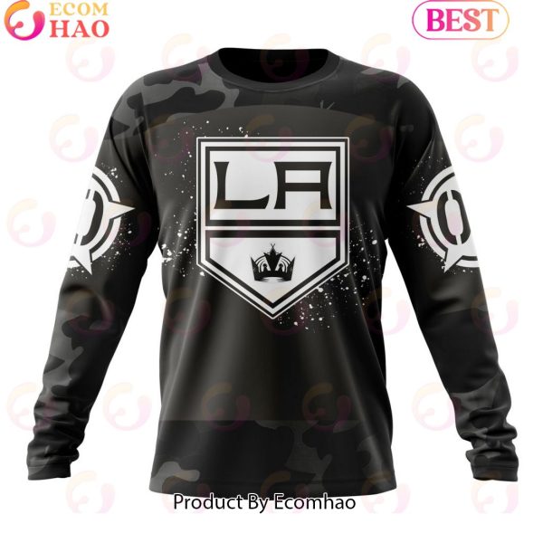 Personalized NHL Los Angeles Kings Special Black Camo Design For Veterans Day 3D Hoodie
