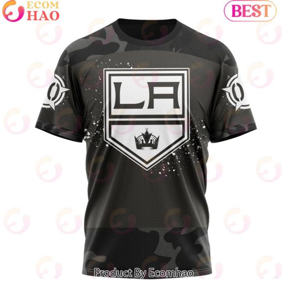 Personalized NHL Los Angeles Kings Special Black Camo Design For Veterans Day 3D Hoodie