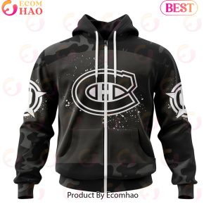 Personalized NHL Montreal Canadiens Special Black Camo Design For Veterans Day 3D Hoodie