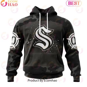 Personalized NHL Seattle Kraken Special Black Camo Design For Veterans Day 3D Hoodie