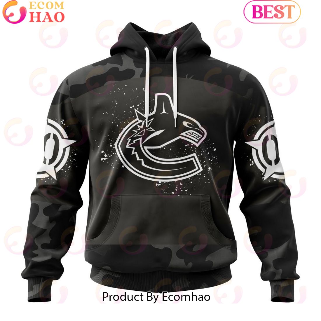 Personalized NHL San Jose Sharks Special Black Camo Design For Veterans Day 3D Hoodie