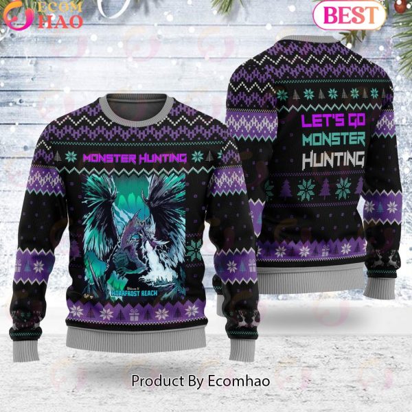 HOARFROST REACH Let’s Go Monster Hunting, Video Game Unisex Ugly Christmas Sweater For Men and Women