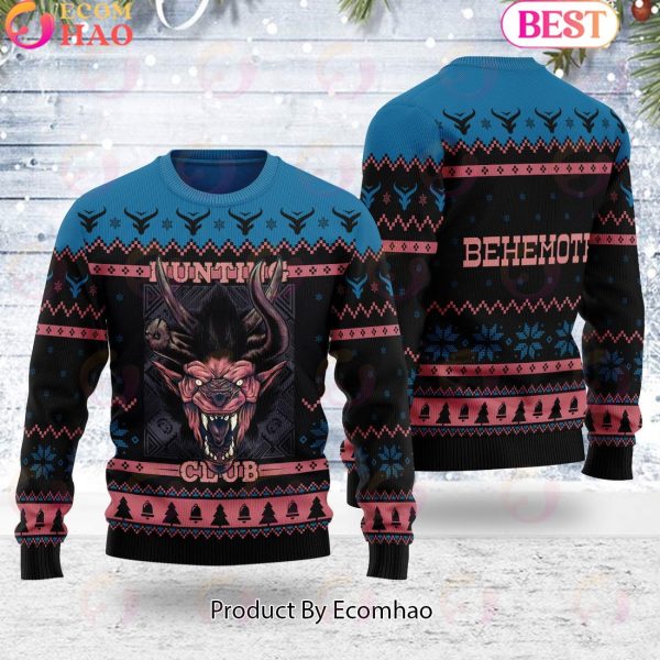 Hunting Club Behemoth Monster Hunter Ugly Sweater Ugly Sweater For Men and Women