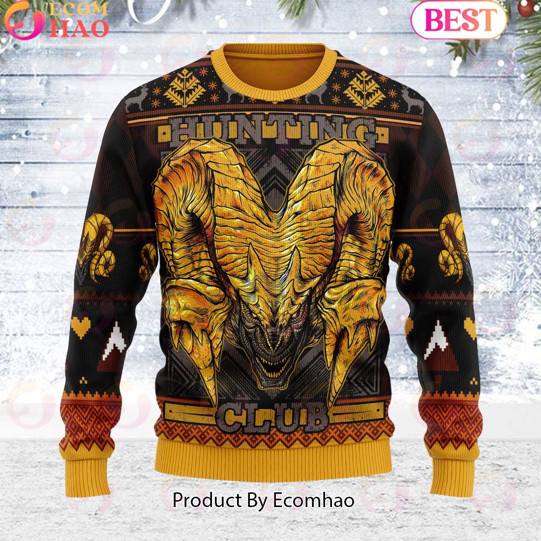 Hunting Club Kulve Taroth Monster Hunter Ugly Christmas Sweater Unisex For Men and Women