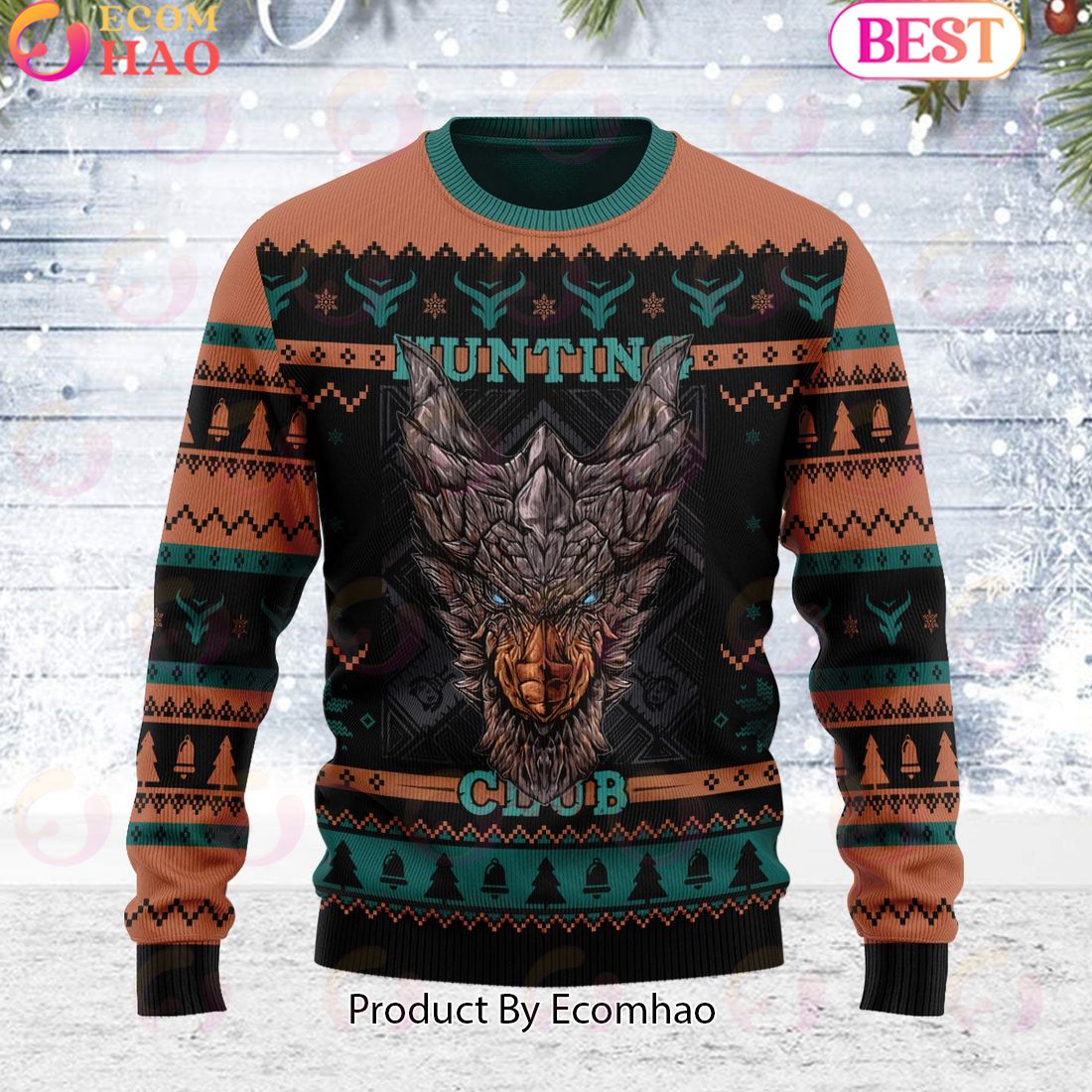 Hunting Club Kushala Monster Hunter Unisex Ugly Sweater For Men and Women