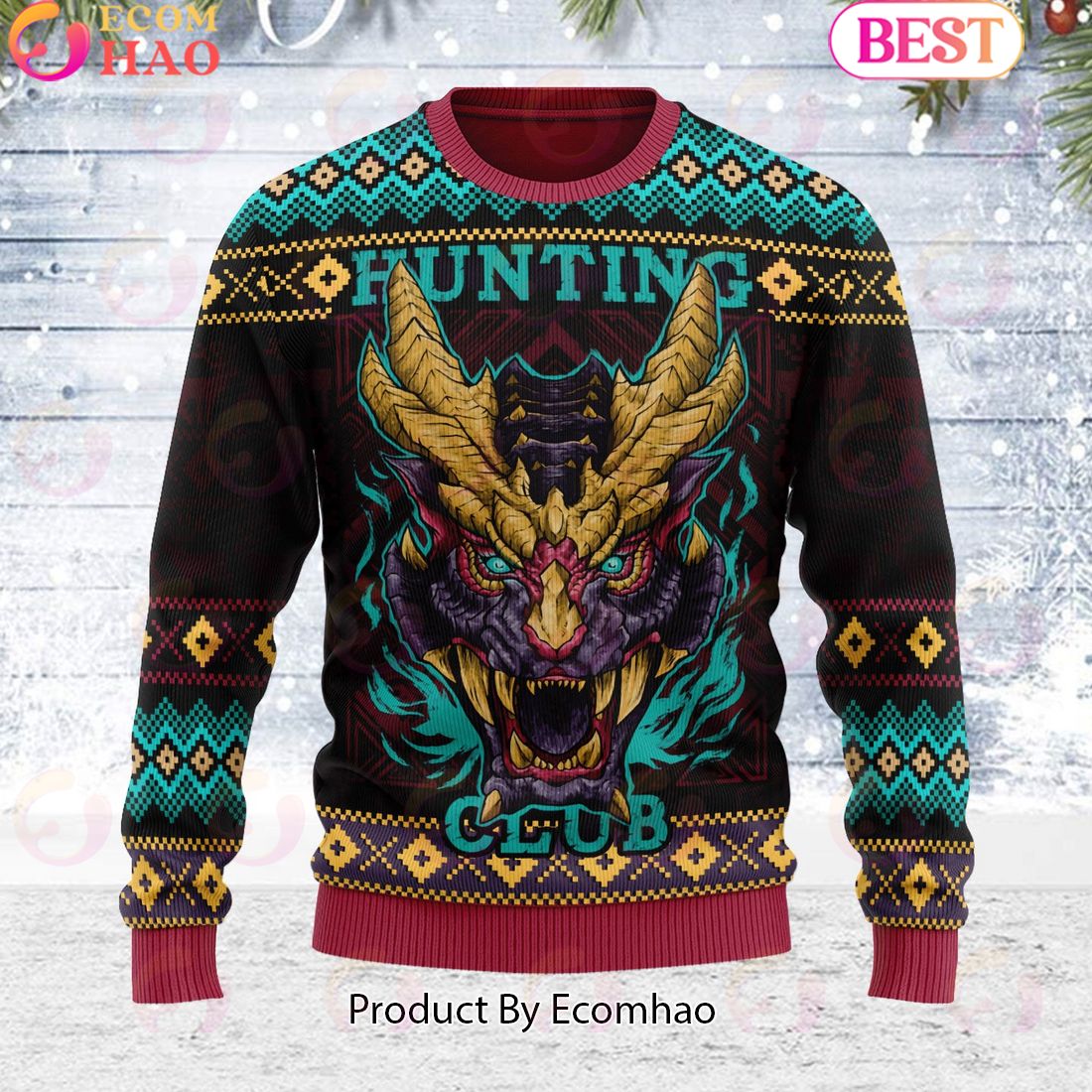 Magnamalo Hunting Club Monster Hunter Unisex Ugly Sweater For Men and Women