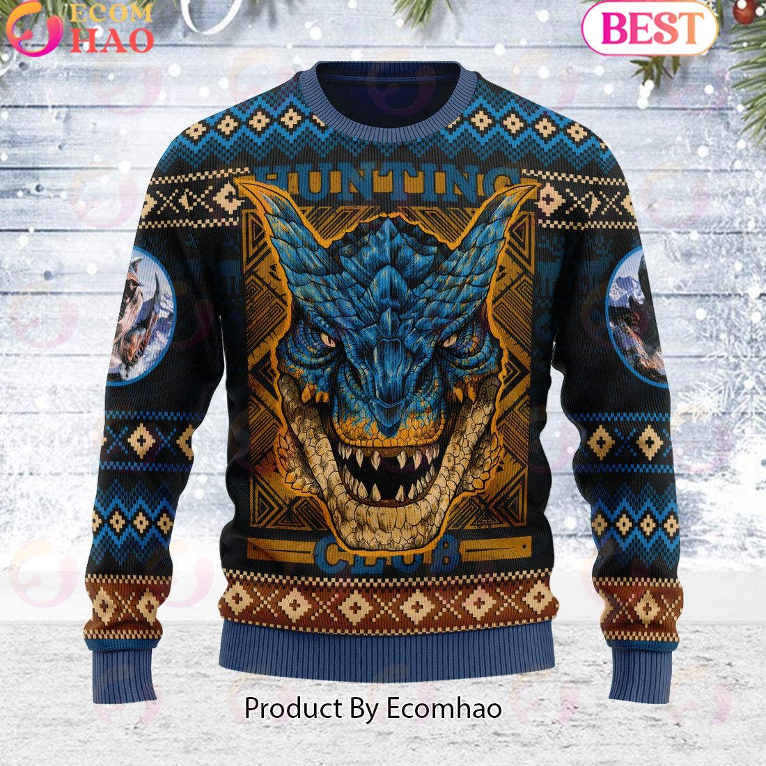 MIA365 Hunting Club Tigrex Monster Hunter Ugly Sweater Ugly Sweater For Men and Women