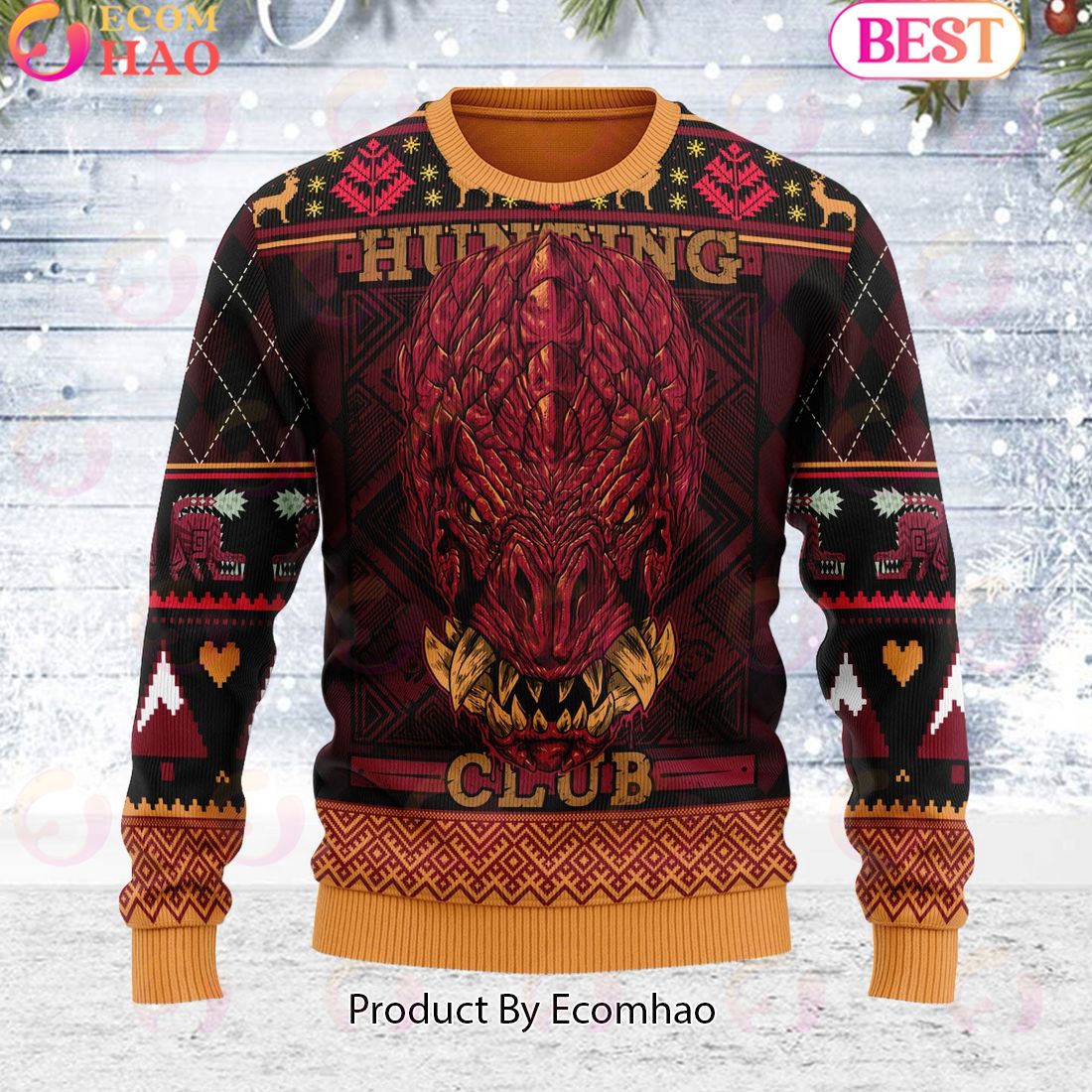 Odogaron Monster Hunter Video Game Unisex Ugly Christmas Sweater For Men and Women