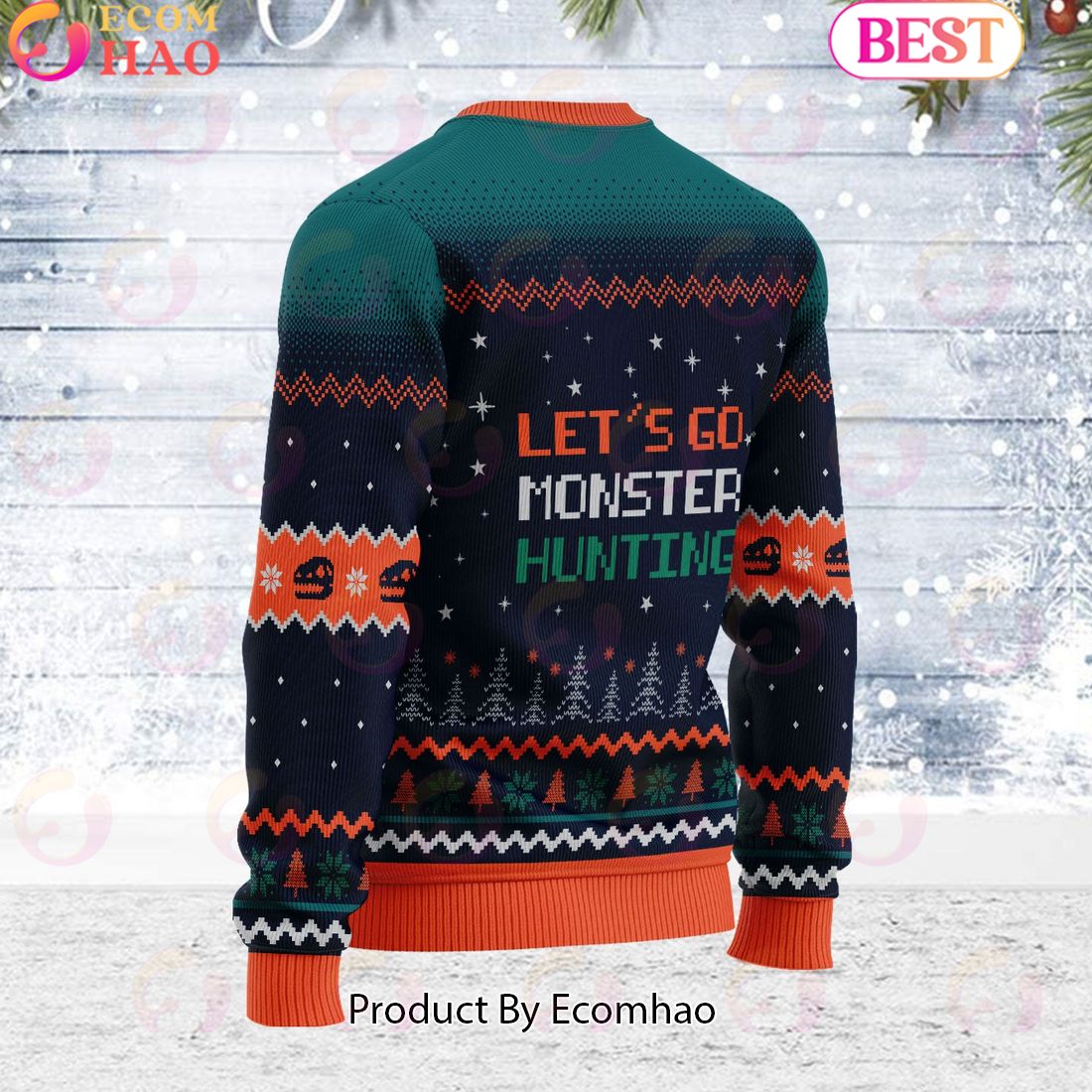 ROTTEN VALE, Let’s Go Monster Hunting, Blood Puppy, Unisex Ugly Christmas Sweater For Men and Women