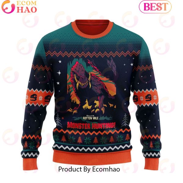 ROTTEN VALE, Let’s Go Monster Hunting, Blood Puppy, Unisex Ugly Christmas Sweater For Men and Women
