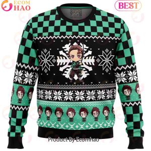 Chibi Christmas Tanjiro Kamado Demon Slayer Ugly Christmas Sweater
