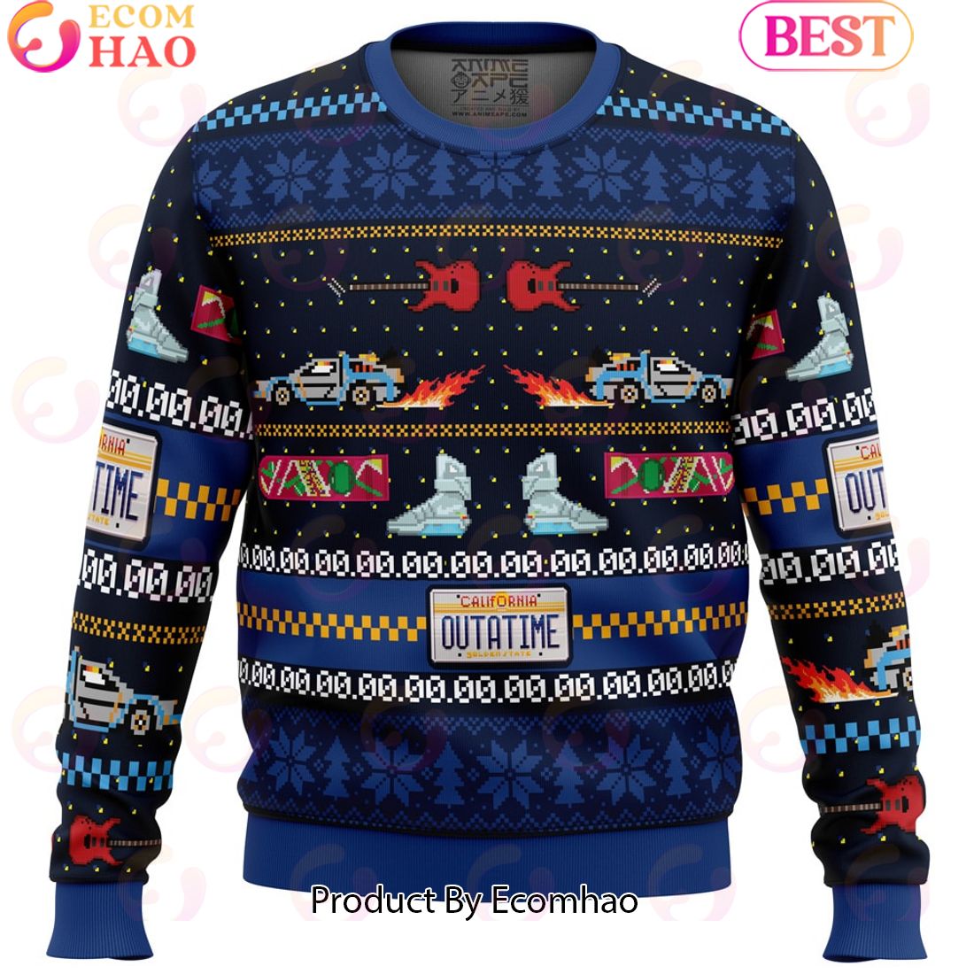 Get Back in Time For Christmas Back to the Future Ugly Christmas Sweater