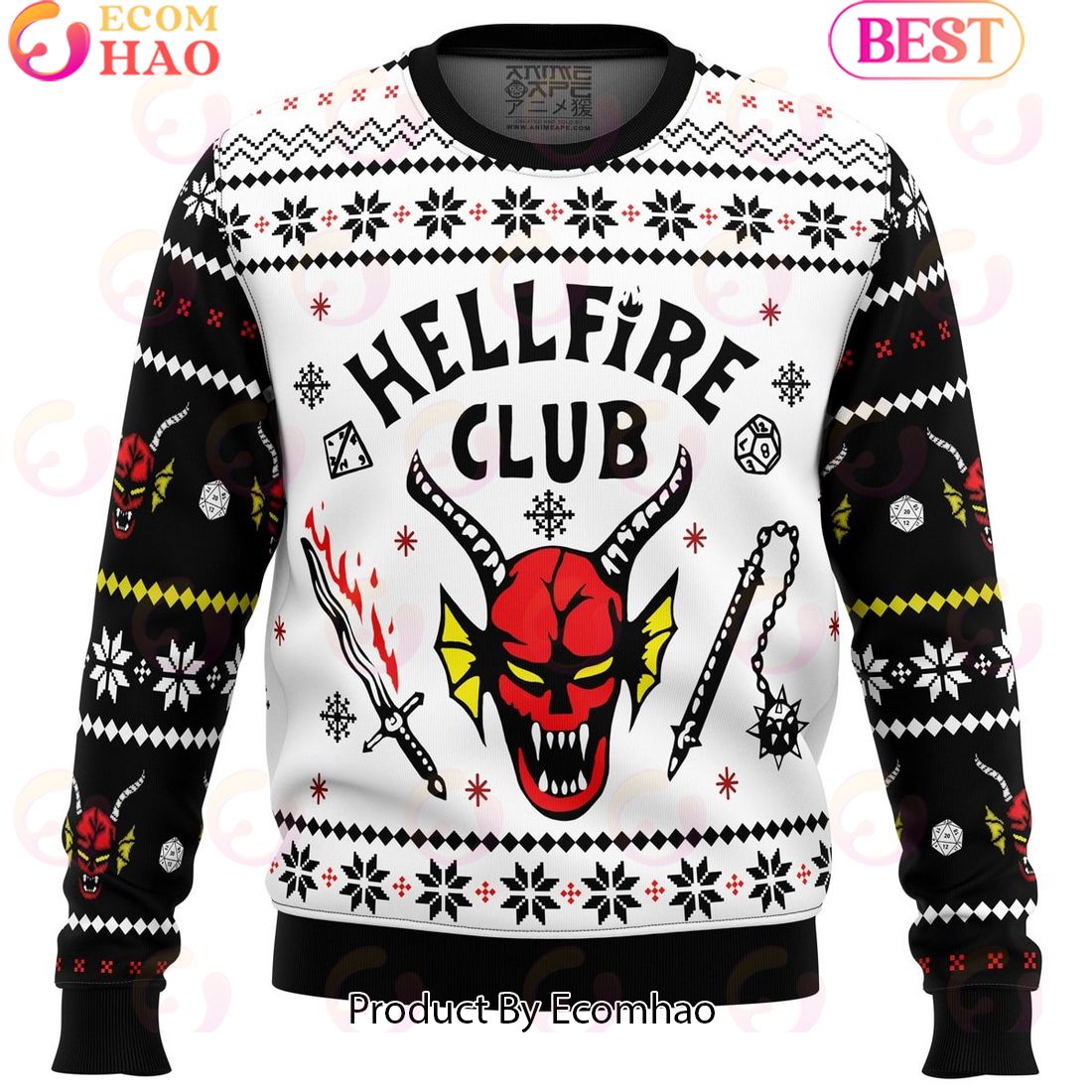 HellFire Club Stranger Things Ugly Christmas Sweater