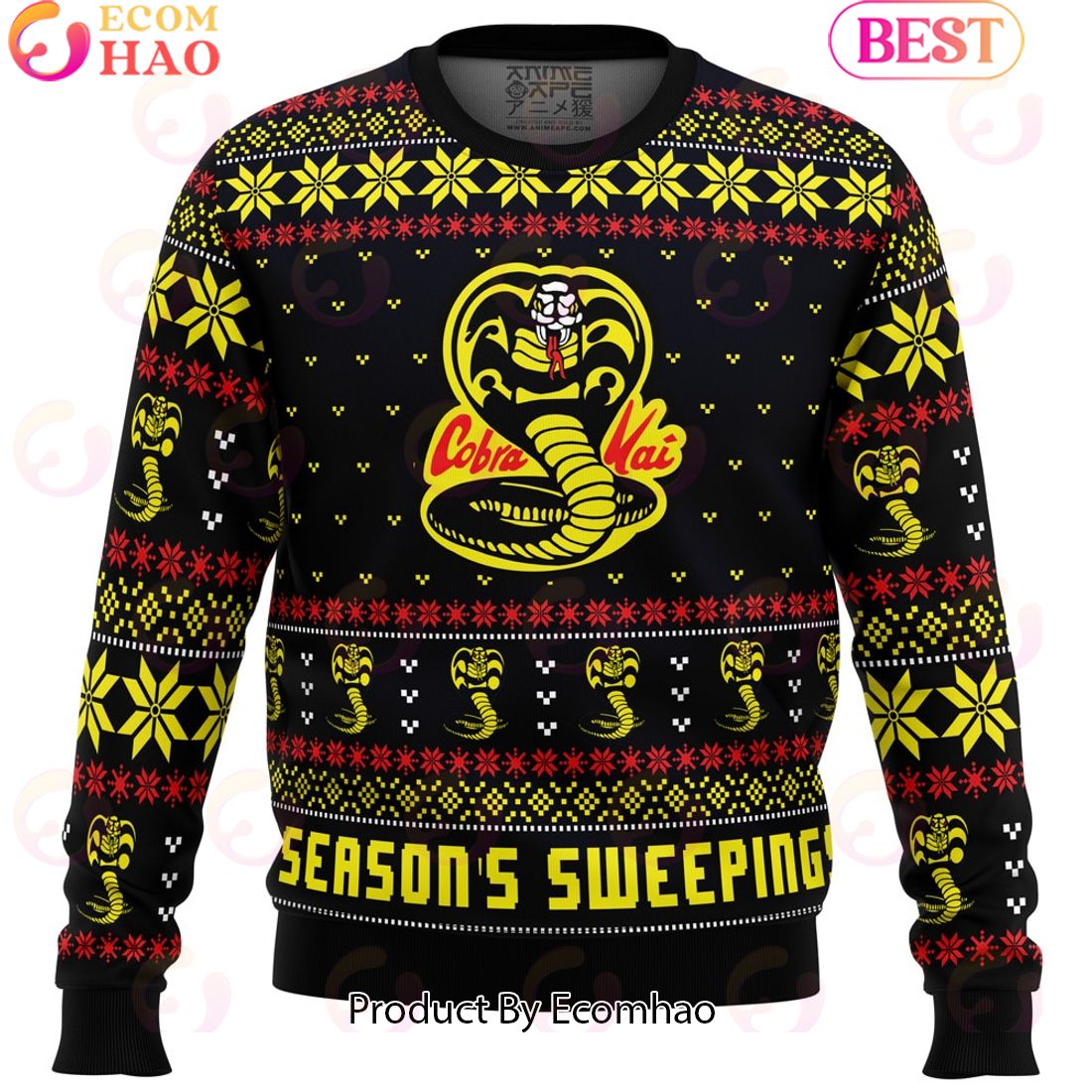 Season’s Sweepings Cobra Kai Karate Kid Ugly Christmas Sweater