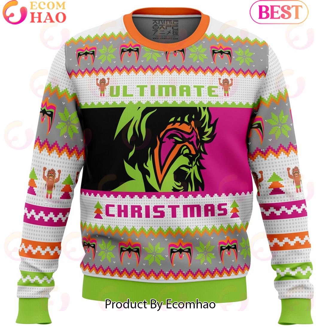 Ultimate Warrior Christmas Pro Wrestling Ugly Christmas Sweater