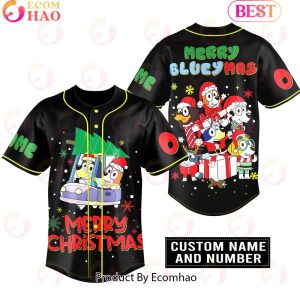 Custom Name And Number Merry Blueymas Merry Christmas Baseball Jersey Custom Name And Number Merry Blueymas Merry Christmas Baseball Jersey