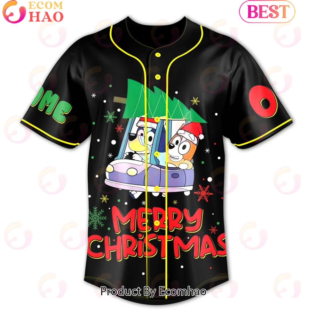 Custom Name And Number Merry Blueymas Merry Christmas Baseball Jersey