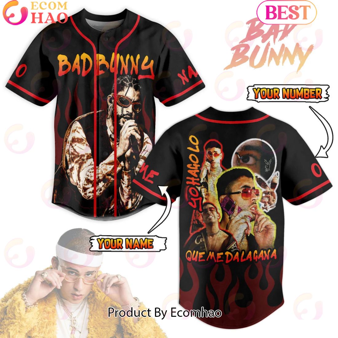 Customize Bad Bunny Yo Hago Lo Que Me Dalagana Baseball Jersey