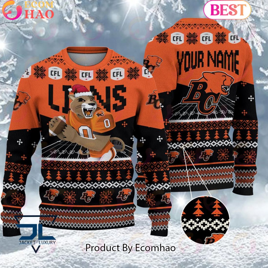 CFL BC Lions Special Mascot Design Ugly Sweater