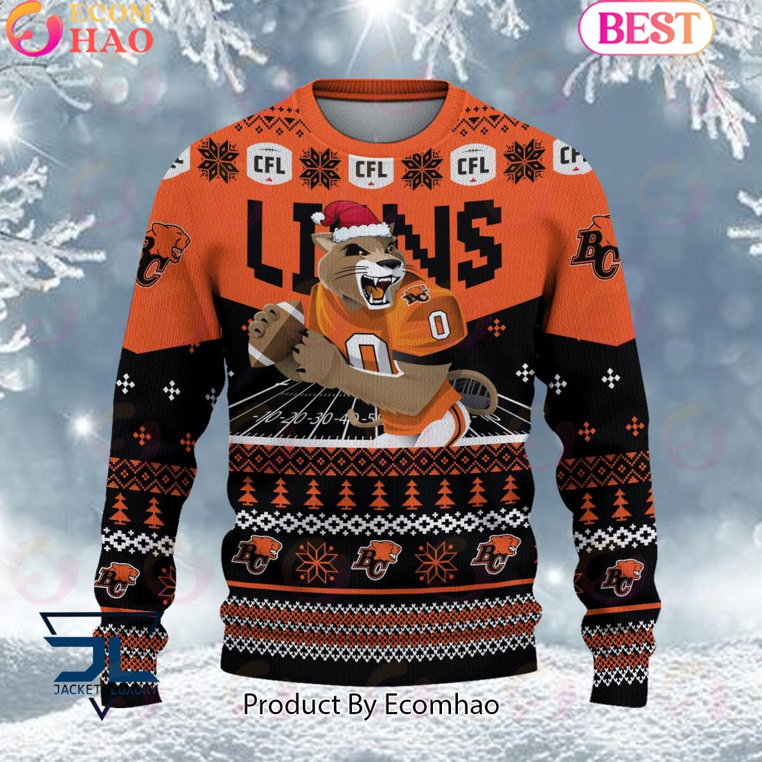 CFL BC Lions Special Mascot Design Ugly Sweater