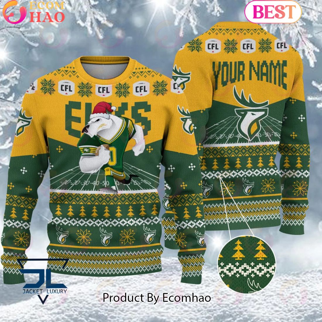 CFL Edmonton Eskimos Special Mascot Design Ugly Sweater