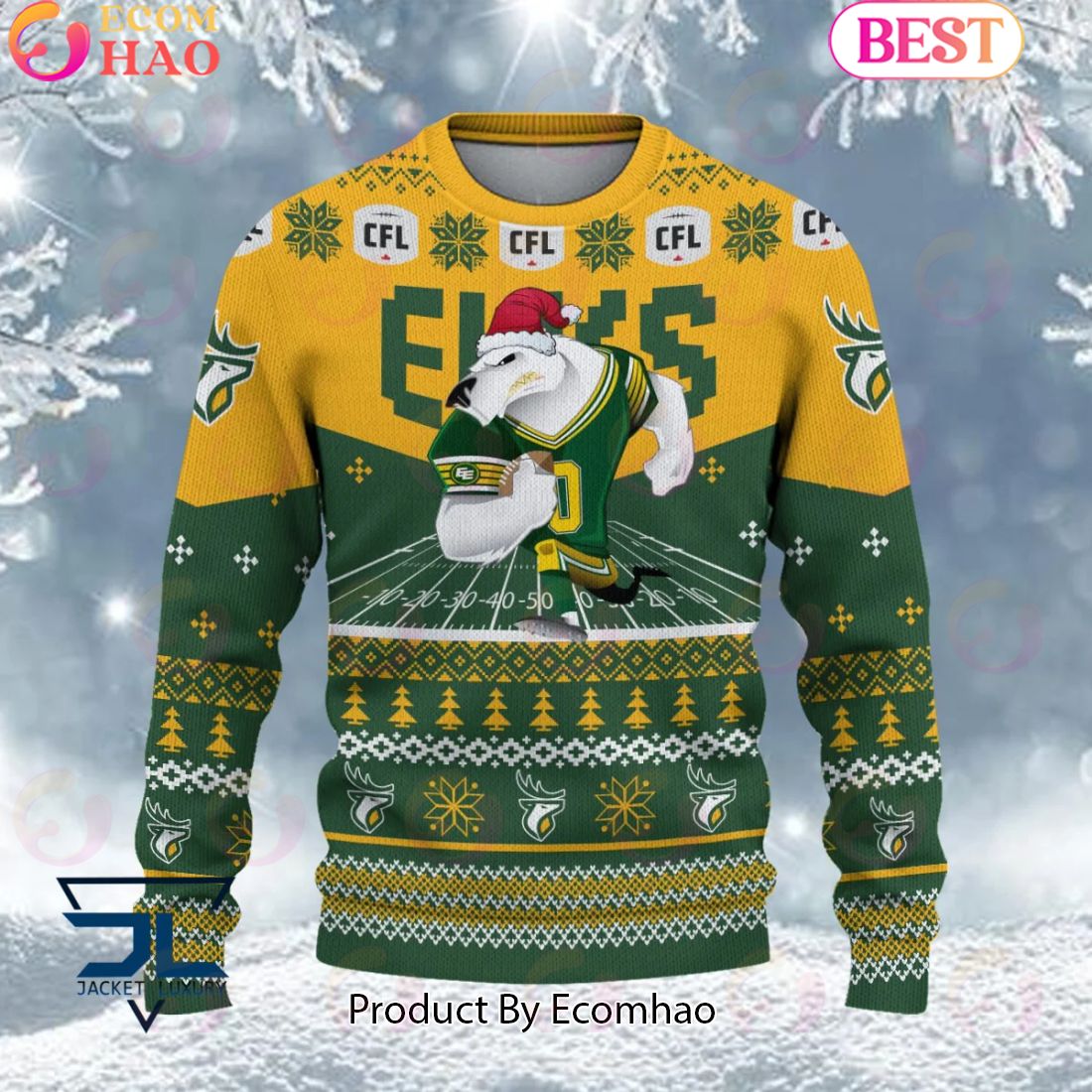 CFL Edmonton Eskimos Special Mascot Design Ugly Sweater