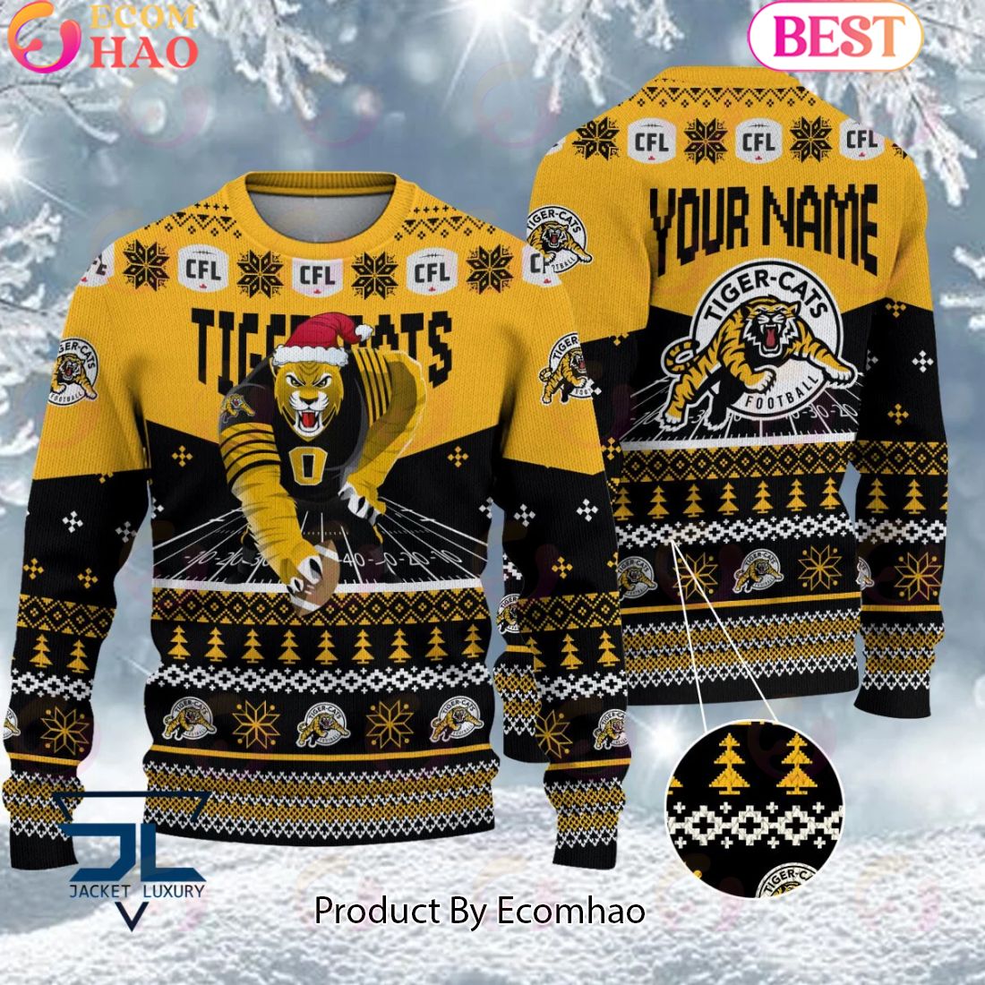 CFL Hamilton Tiger-Cats Special Mascot Design Ugly Sweater