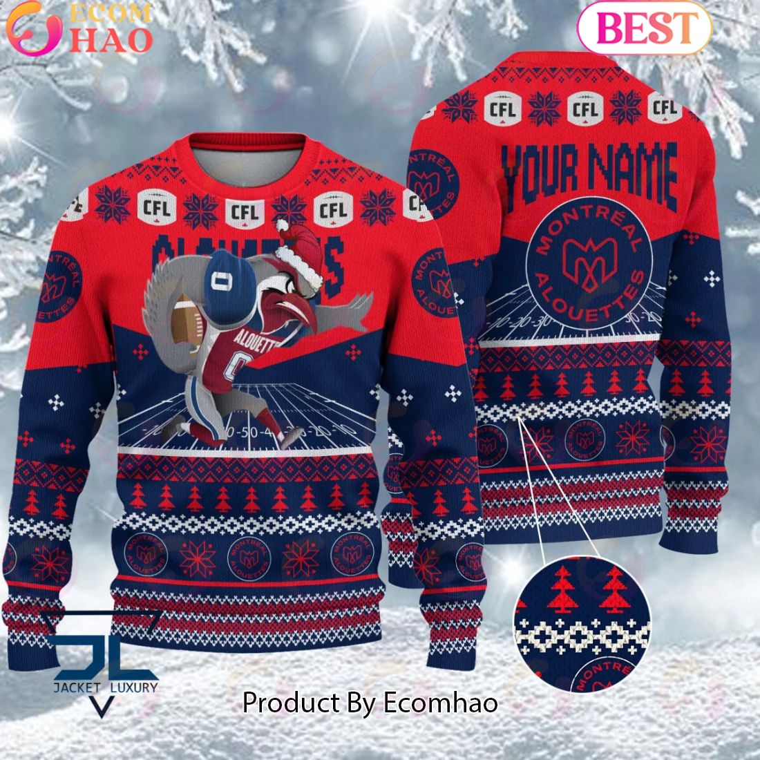 CFL Montreal Alouettes Special Mascot Design Ugly Sweater