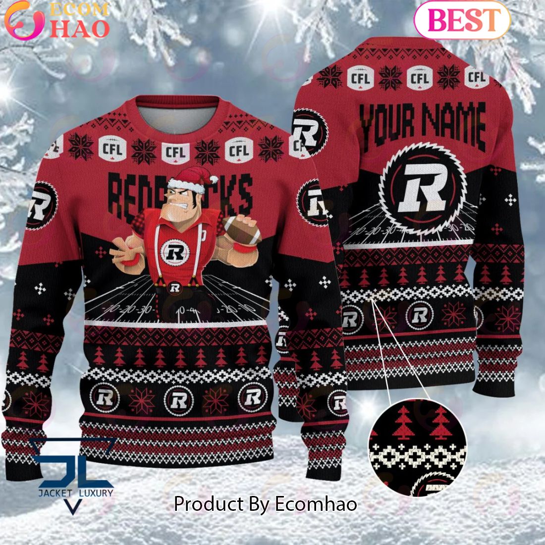 CFL Ottawa Redblacks Special Mascot Design Ugly Sweater