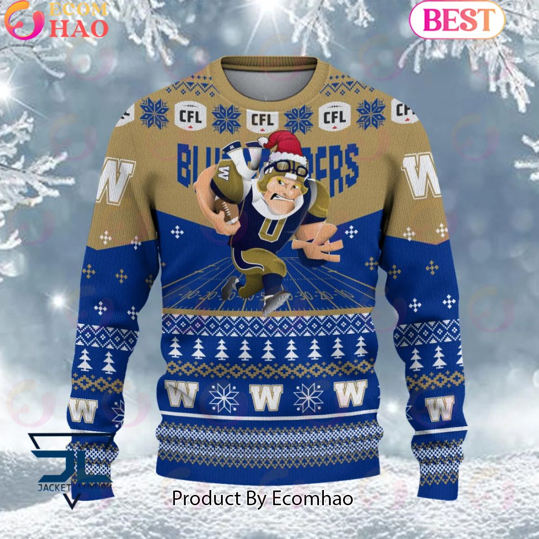 CFL Winnipeg Blue Bombers Special Mascot Design Ugly Sweater