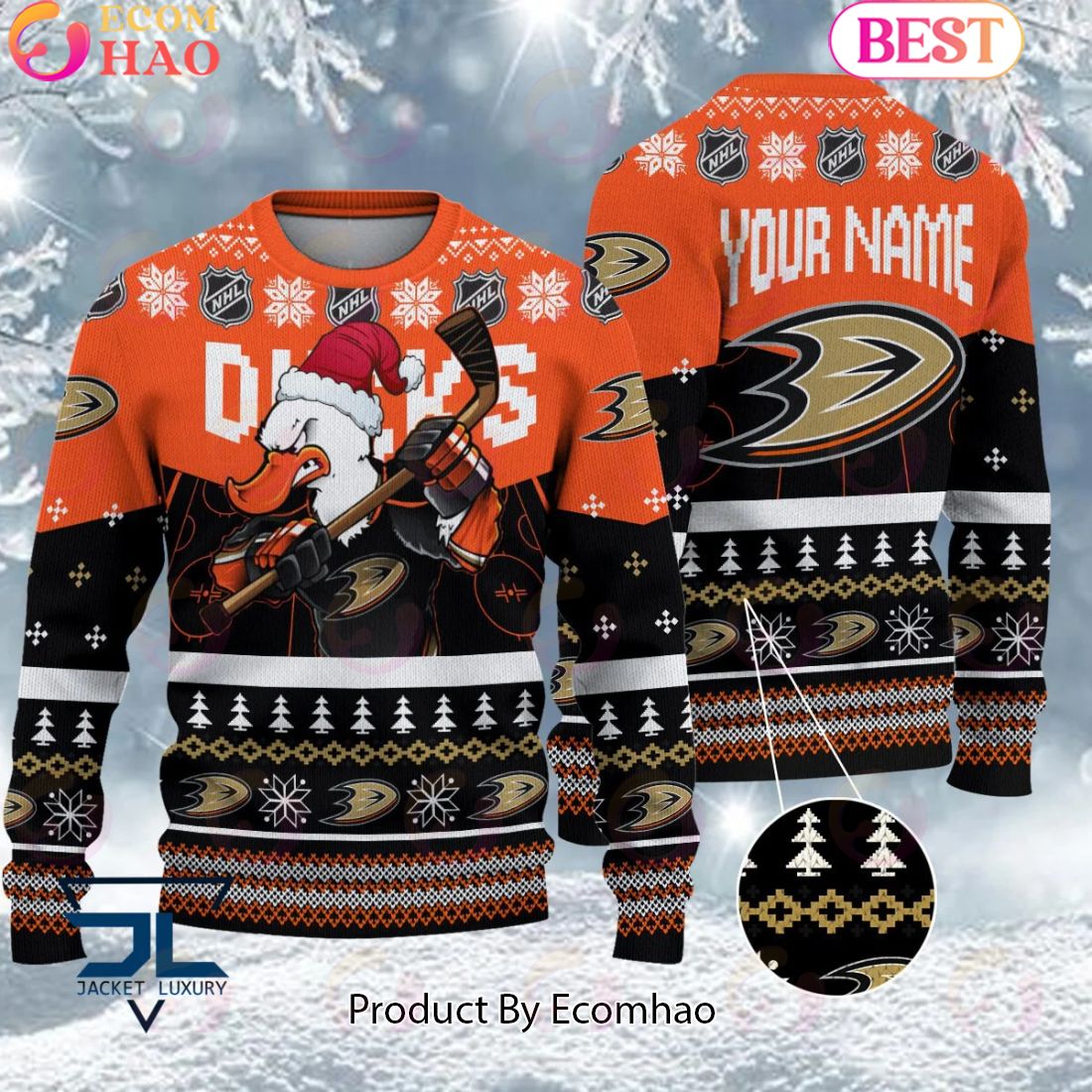 NHL Anaheim Ducks Angry Mascot Design Ugly Sweater