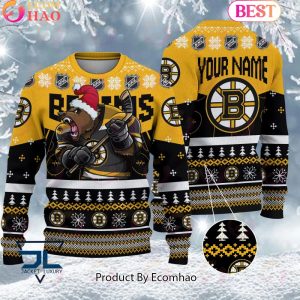 NHL Boston Bruins Angry Mascot Design Ugly Sweater