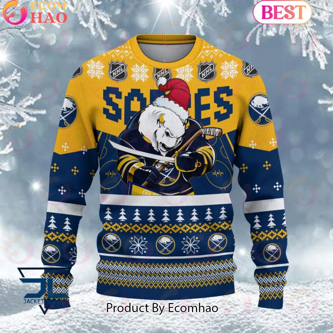 NHL Buffalo Sabres Angry Mascot Design Ugly Sweater