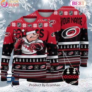 NHL Carolina Hurricanes Angry Mascot Design Ugly Sweater