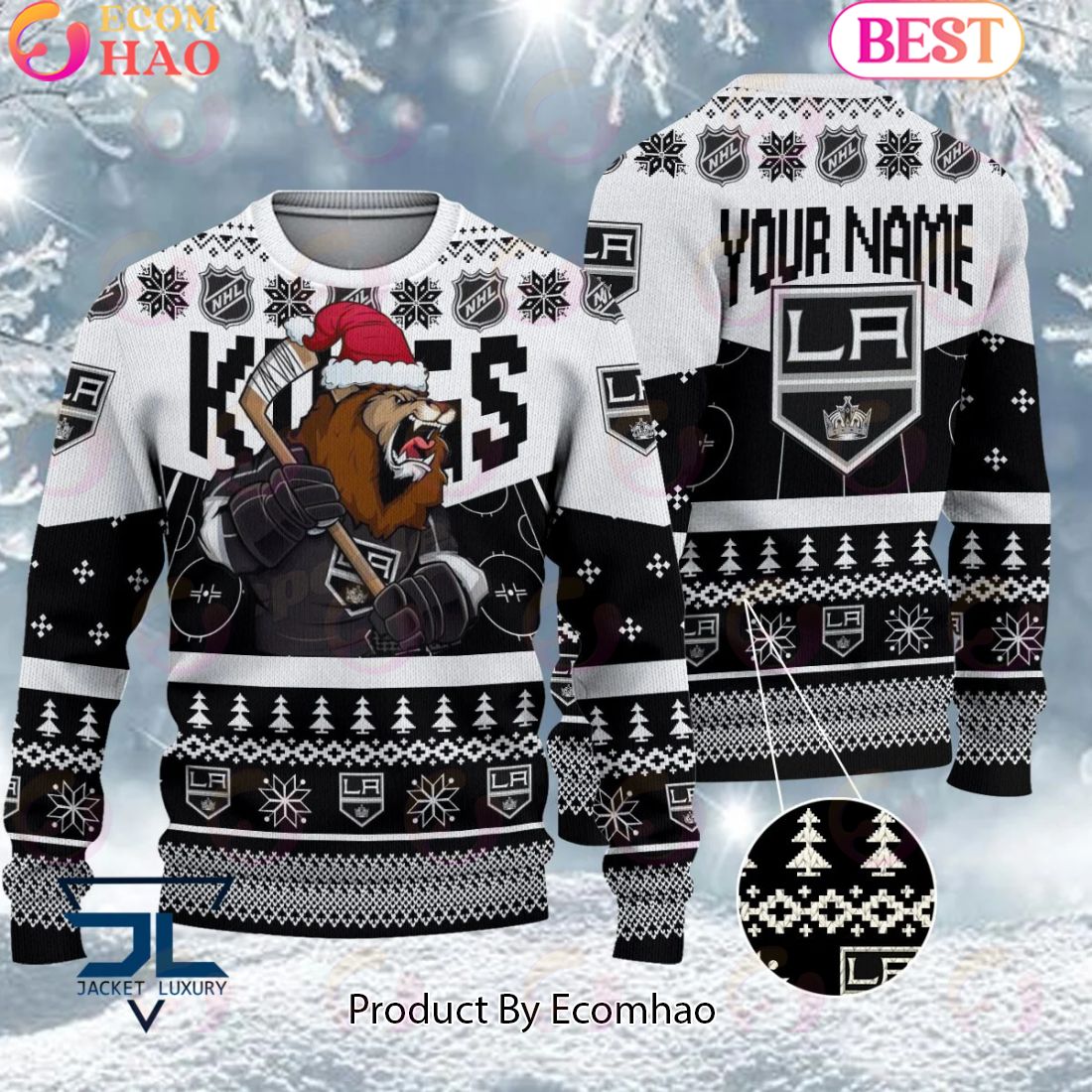 NHL Los Angeles Kings Angry Mascot Design Ugly Sweater