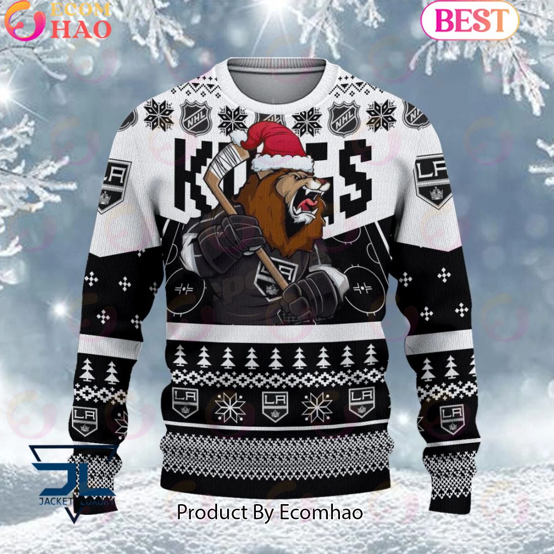 NHL Los Angeles Kings Angry Mascot Design Ugly Sweater